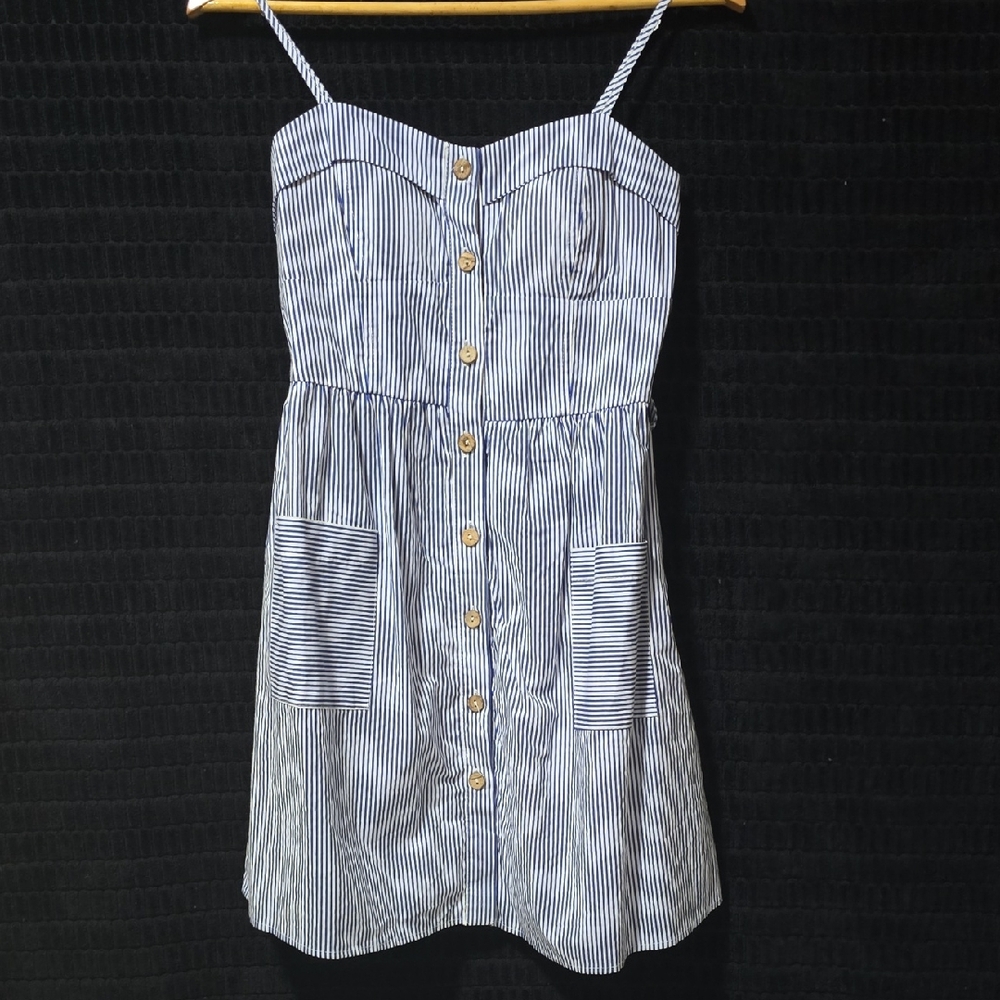 Purple Snow Blue and White Striped Dress 008